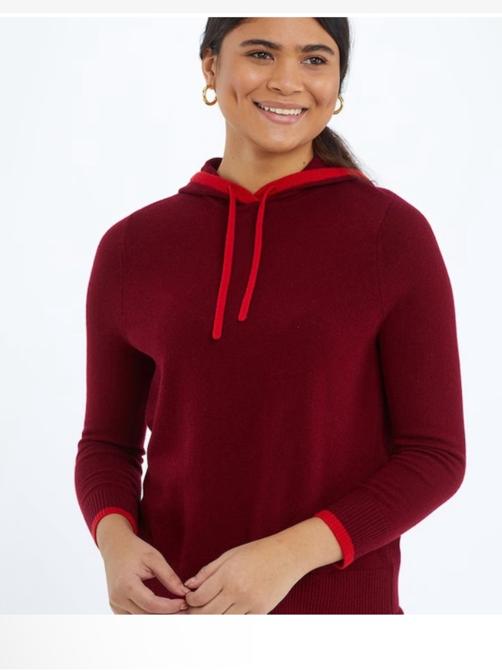 Summersalt Coziest Cashemere Blend Red Hooded Sweater.